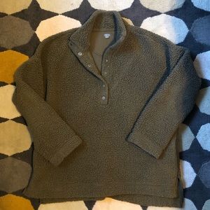 Aerie Olive Green Sherpa Pullover - Medium